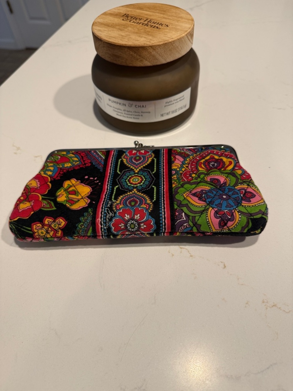 Vera Bradley Black Multi Floral Quilted Clasp Wallet - Picture 7 of 7